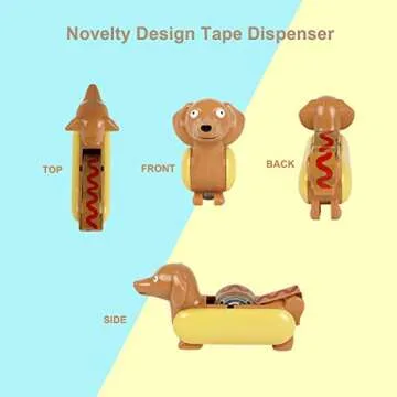 YOBRO Tape Dispenser for Desk, Cute Desk Supplies Stationery, Mini Animal Tape Dispenser for Home Office, Funny Desktop Accessories Gift for Kids Adults, Novelty Hotdog Design, School Supplies
