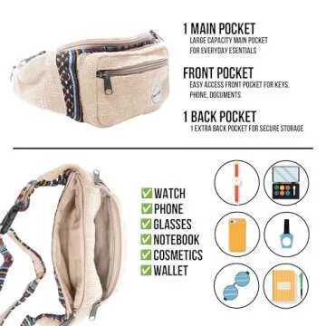 Fanny Pack for Women & Men Hemp Cross Body Fashion Waist Pack Bum Bag with Adjustable Straps Belt Bag For Running Hiking Travel