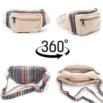 Fanny Pack for Women & Men Hemp Cross Body Fashion Waist Pack Bum Bag with Adjustable Straps Belt Bag For Running Hiking Travel