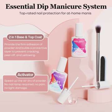 Modelones 12Pcs Dip Powder Nail Kit Starter, 6 Colors Nude Pink Glitter Neutral Skin Dipping Powder Liquid Set with 15ml 2 in 1 Base & Top Coat Activator for Nail Art Beginner Manicure DIY Salon Gift