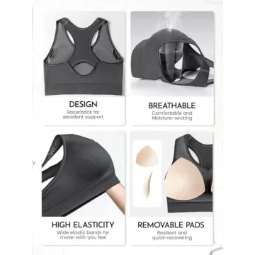 High Support FITTIN Racerback Sports Bras, 4-Pack