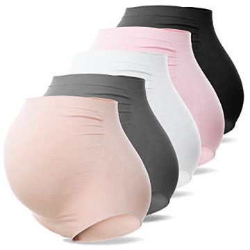 SUNNYBUY Women's Maternity High Waist Underwear – Seamless Soft Panties Over Bump (5 Pack, Multipl...
