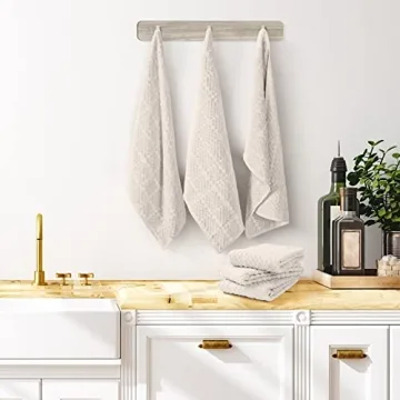 Terry Kitchen Towel 16" x 26", 100% Cotton Quick Dry Kitchen Tea Towels, Bar Towels, Super Soft and Absorbent Dish Towels for Kitchen, 6-Pack, Ivory