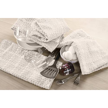 Terry Kitchen Towel 16" x 26", 100% Cotton Quick Dry Kitchen Tea Towels, Bar Towels, Super Soft and Absorbent Dish Towels for Kitchen, 6-Pack, Ivory