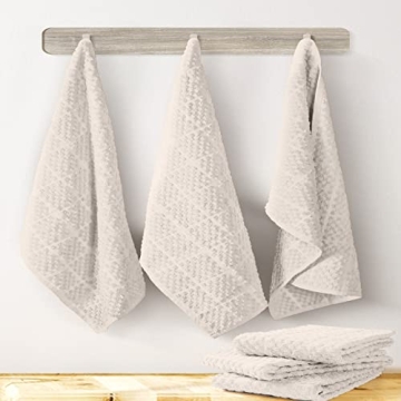 Terry Kitchen Towel 16" x 26", 100% Cotton Quick Dry Kitchen Tea Towels, Bar Towels, Super Soft and Absorbent Dish Towels for Kitchen, 6-Pack, Ivory