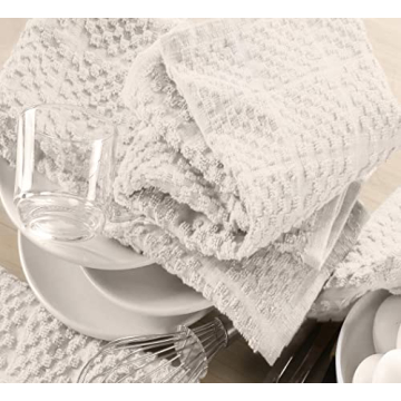 Terry Kitchen Towel 16" x 26", 100% Cotton Quick Dry Kitchen Tea Towels, Bar Towels, Super Soft and Absorbent Dish Towels for Kitchen, 6-Pack, Ivory