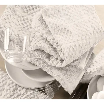 Terry Kitchen Towel 16" x 26", 100% Cotton Quick Dry Kitchen Tea Towels, Bar Towels, Super Soft and Absorbent Dish Towels for Kitchen, 6-Pack, Ivory