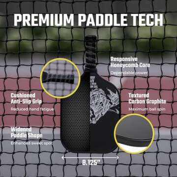 Bison Paddles: Carbon Graphite Pickleball Paddles - Lightweight Pickleball Rackets | Honeycomb Composite Core Improves Pickle Ball Placement and Increases Power | Durable Unibody Construction
