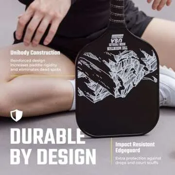 Bison Paddles: Carbon Graphite Pickleball Paddles - Lightweight Pickleball Rackets | Honeycomb Composite Core Improves Pickle Ball Placement and Increases Power | Durable Unibody Construction