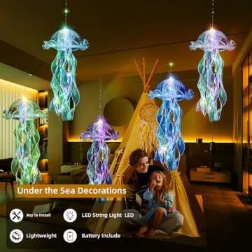 AWATIN Jellyfish Decor, 10 Pcs Jellyfish Lanterns - Hanging Jelly Fish Decoration for Mermaid Theme Party & Under The Sea Party Decorations, Birthday Gift Supplies for Women Girls Baby (5 Colors)