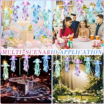 AWATIN Jellyfish Decor, 10 Pcs Jellyfish Lanterns - Hanging Jelly Fish Decoration for Mermaid Theme Party & Under The Sea Party Decorations, Birthday Gift Supplies for Women Girls Baby (5 Colors)