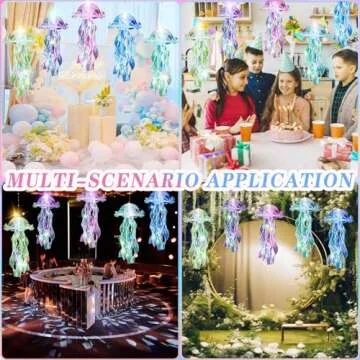 AWATIN Jellyfish Decor, 10 Pcs Jellyfish Lanterns - Hanging Jelly Fish Decoration for Mermaid Theme Party & Under The Sea Party Decorations, Birthday Gift Supplies for Women Girls Baby (5 Colors)