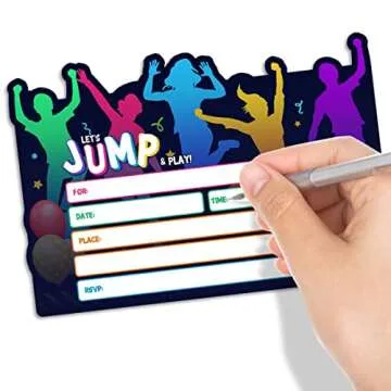 Simimi art Bounce House or Jumping Party Invitations - Trampoline Jump Birthday Invite - Trampoline Birthday Party - LET'S JUMP & PLAY (30 Cards + 30 Envelopes)