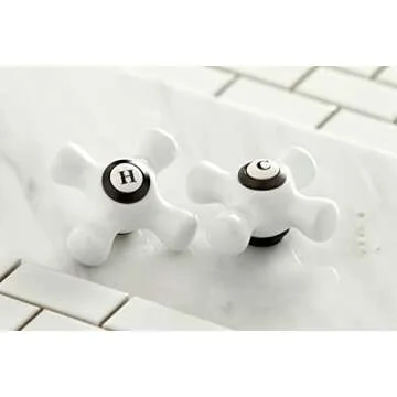 Kingston Brass KB1605PX Heritage 4-Inch Centerset Lavatory Faucet with Porcelain Cross Handle, Oil Rubbed Bronze , Oil-Rubbed Bronze