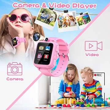 Lterfear Smart Watch for Kids Watches for Girls Ages 5-7 with 14 Games HD Camera Alarm Video Music Player, Kids Girls Birthday Toys for 4 5 6 7 8 9 10 11 12 Years Old, Pink