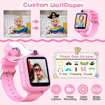 Lterfear Smart Watch for Kids Watches for Girls Ages 5-7 with 14 Games HD Camera Alarm Video Music Player, Kids Girls Birthday Toys for 4 5 6 7 8 9 10 11 12 Years Old, Pink