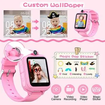 Lterfear Smart Watch for Kids Watches for Girls Ages 5-7 with 14 Games HD Camera Alarm Video Music Player, Kids Girls Birthday Toys for 4 5 6 7 8 9 10 11 12 Years Old, Pink
