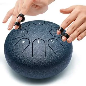 Steel Tongue Drum Musical Instruments: 6 Inch 8 Notes Metal Hand Drums, Music Gifts for Family Friends (Navy)