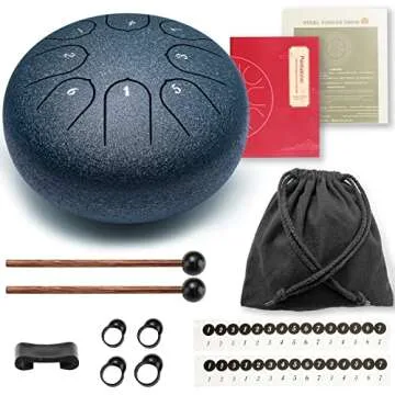 Steel Tongue Drum Musical Instruments: 6 Inch 8 Notes Metal Hand Drums, Music Gifts for Family Friends (Navy)