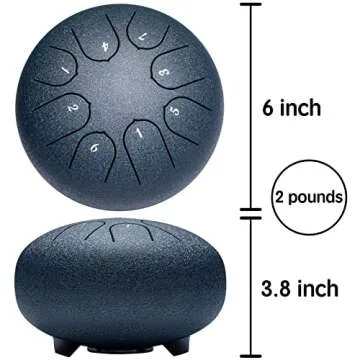 Steel Tongue Drum Musical Instruments: 6 Inch 8 Notes Metal Hand Drums, Music Gifts for Family Friends (Navy)