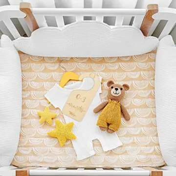 Whaline Wooden Baby Closet Size Dividers Set of 7 Wardrobe Hanger Organizer from Newborn to 24 Month Nursery Decor Dividers with Blue Velvet Bag Design for Home Nursery Infant Baby Clothes