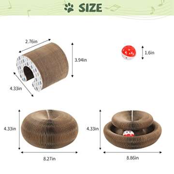 SENCONE Organlada Cat Scratcher Cardboard with Bell-Ball, Foldable Slinky Cat Scratch Pad, A Magic Organ Cat Butler Toy for Cat Scratching, 1pcs