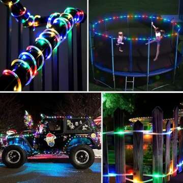 Ollivage Color Changing Rope Lights String Lights for Bedroom, Battery Powered Light Strip 40ft 8 Modes Hanging Fairy Lights with Remote for Camping Halloween Christmas, 2 Pack