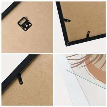 ArtbyHannah 8-Pack Black Gallery Wall Frame Set with Neutral Decorative Prints, Picture Frame Set for Home Decor, with Multi-Size 11x14 x2pcs, 8x10 x3pcs, 6x8 x3pcs