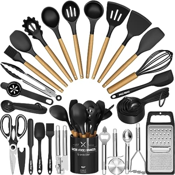 Kitchen Utensils Set- 34PCS Silicone Cooking Utensils with Holder, Umite Chef Heat Resistant Kitchen...