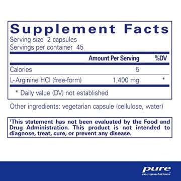 Pure Encapsulations L-Arginine - 1,400 mg - Support Nitric Oxide Production - Heart Health & Blood F...