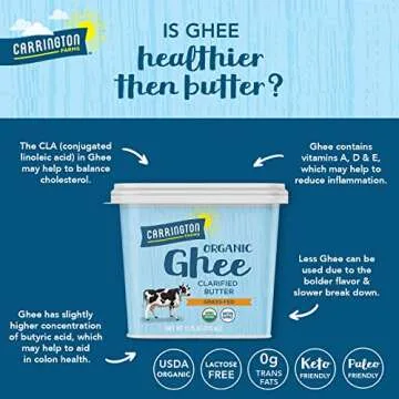 Carrington Farms USDA Certified Organic Grass Fed, Compare Our Cost Per Ounce, Ghee, 12 Fl Oz