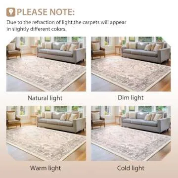Bestsweetie Washable Area Rug for Living Room 5x7