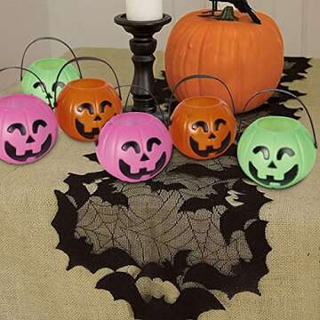 PTYQU Mini Halloween Pumpkin Bucket Orange&Green&Pink Plastic Halloween Witches Cauldron Kettle Multi-Purposed Novelty Candy Holder Decor for Halloween Party (12 Pack)