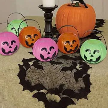 PTYQU Mini Halloween Pumpkin Bucket Orange&Green&Pink Plastic Halloween Witches Cauldron Kettle Multi-Purposed Novelty Candy Holder Decor for Halloween Party (12 Pack)