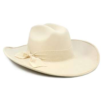 Keilin Cowgirl Hat - Customizable Cream White Felt Cowboy Hat with Shapeable Brim