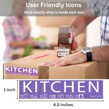 250 Home Moving Labels for 1 Bedroom House. 50 Labels Per Room, 5 Pre-Printed Color-Coded Labels, Includes Fragile Moving Stickers for Moving Boxes, Moving Supplies, Wardrobe Boxes, Apartment Sticker