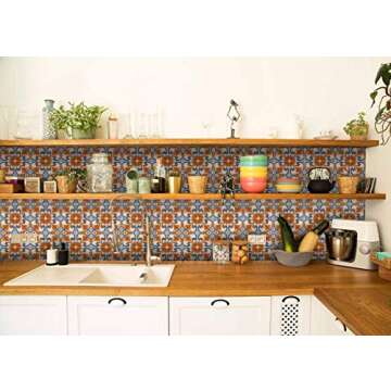 Backsplash Peel and Stick Tile Stickers 24 PC Set Authentic Tile Decals Bathroom & Kitchen Vinyl Wal...