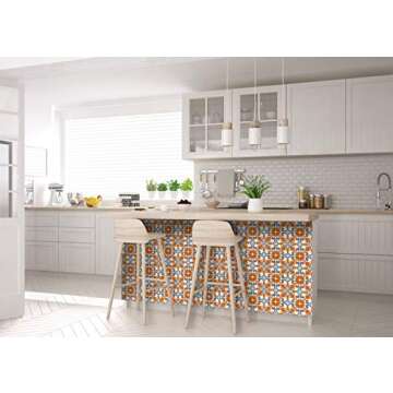 Backsplash Peel and Stick Tile Stickers 24 PC Set Authentic Tile Decals Bathroom & Kitchen Vinyl Wall Decals Easy to Apply Just Peel & Stick Home Decor (6x6 Inch, Vintage Orange H7)