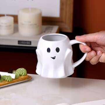 Yopcuvi Ghost Mug, Ceramic Ghost Coffee Mug, Halloween Ghostface Mug, 14 Fl Oz