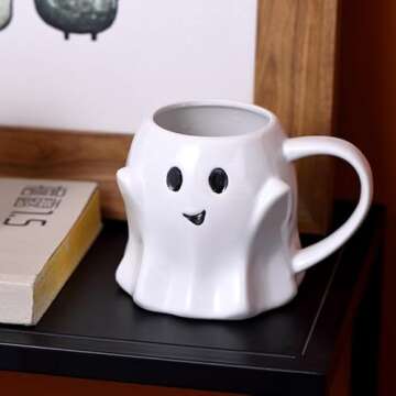 Yopcuvi Ghost Mug, Ceramic Ghost Coffee Mug, Halloween Ghostface Mug, 14 Fl Oz
