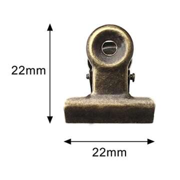 100 PCS Metal Hinge Clips, Bronze Small Bulldog Clips with Hole for Photos, Tags Bags, Shops, Office...