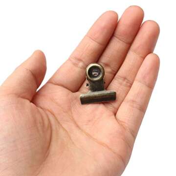 100 PCS Metal Hinge Clips, Bronze Small Bulldog Clips with Hole for Photos, Tags Bags, Shops, Office,Papers and Price Tag (0.87Inch/22mm)