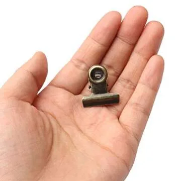 100 PCS Metal Hinge Clips, Bronze Small Bulldog Clips with Hole for Photos, Tags Bags, Shops, Office,Papers and Price Tag (0.87Inch/22mm)