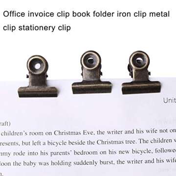 100 PCS Metal Hinge Clips, Bronze Small Bulldog Clips with Hole for Photos, Tags Bags, Shops, Office,Papers and Price Tag (0.87Inch/22mm)