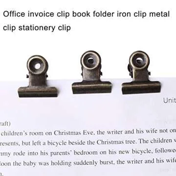 100 PCS Metal Hinge Clips, Bronze Small Bulldog Clips with Hole for Photos, Tags Bags, Shops, Office,Papers and Price Tag (0.87Inch/22mm)