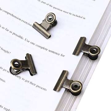 100 PCS Metal Hinge Clips, Bronze Small Bulldog Clips with Hole for Photos, Tags Bags, Shops, Office,Papers and Price Tag (0.87Inch/22mm)