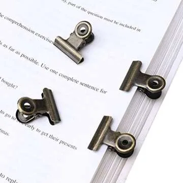 100 PCS Metal Hinge Clips, Bronze Small Bulldog Clips with Hole for Photos, Tags Bags, Shops, Office,Papers and Price Tag (0.87Inch/22mm)