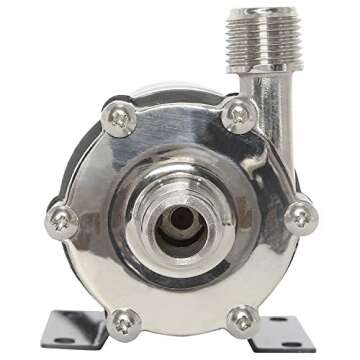 110V Magnetic Home Brewing System Beer Pump, Food Grade Stainless Steel Head with 1/2'' NPT Thread, Advanced High Temperature Resistance System Pump (Stainless Steel Head)