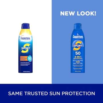 Coppertone Sport Sunscreen Spray SPF 50, Water Resistant Spray Sunscreen Bulk Pack, 5.5 Oz, Pack of 3 (Packaging May Vary)