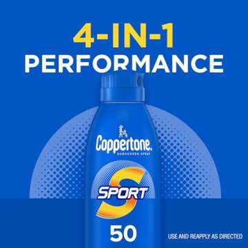 Coppertone Sport Sunscreen Spray SPF 50, Water Resistant Spray Sunscreen Bulk Pack, 5.5 Oz, Pack of 3 (Packaging May Vary)